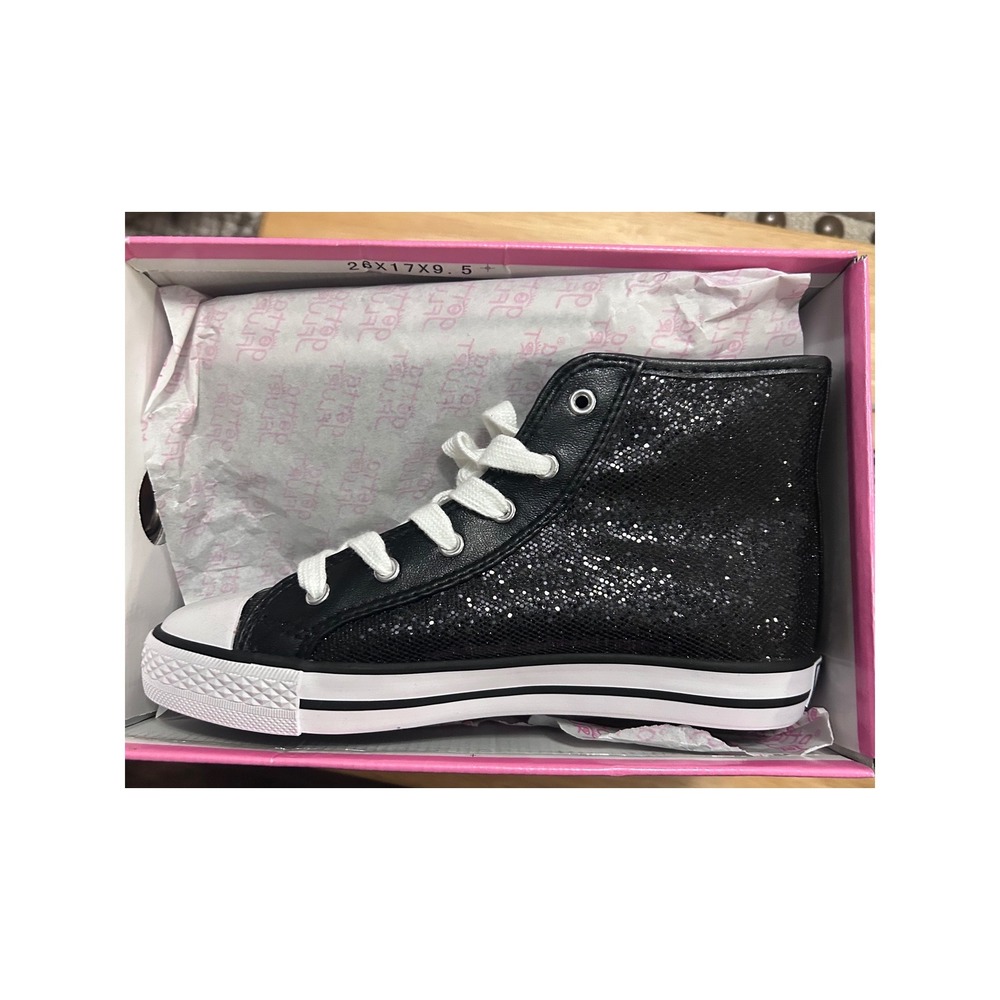 Gotta Flurt High Top Sneakers Kids Size 4M Black‎ Glitter Disco Lace Up Shoes
